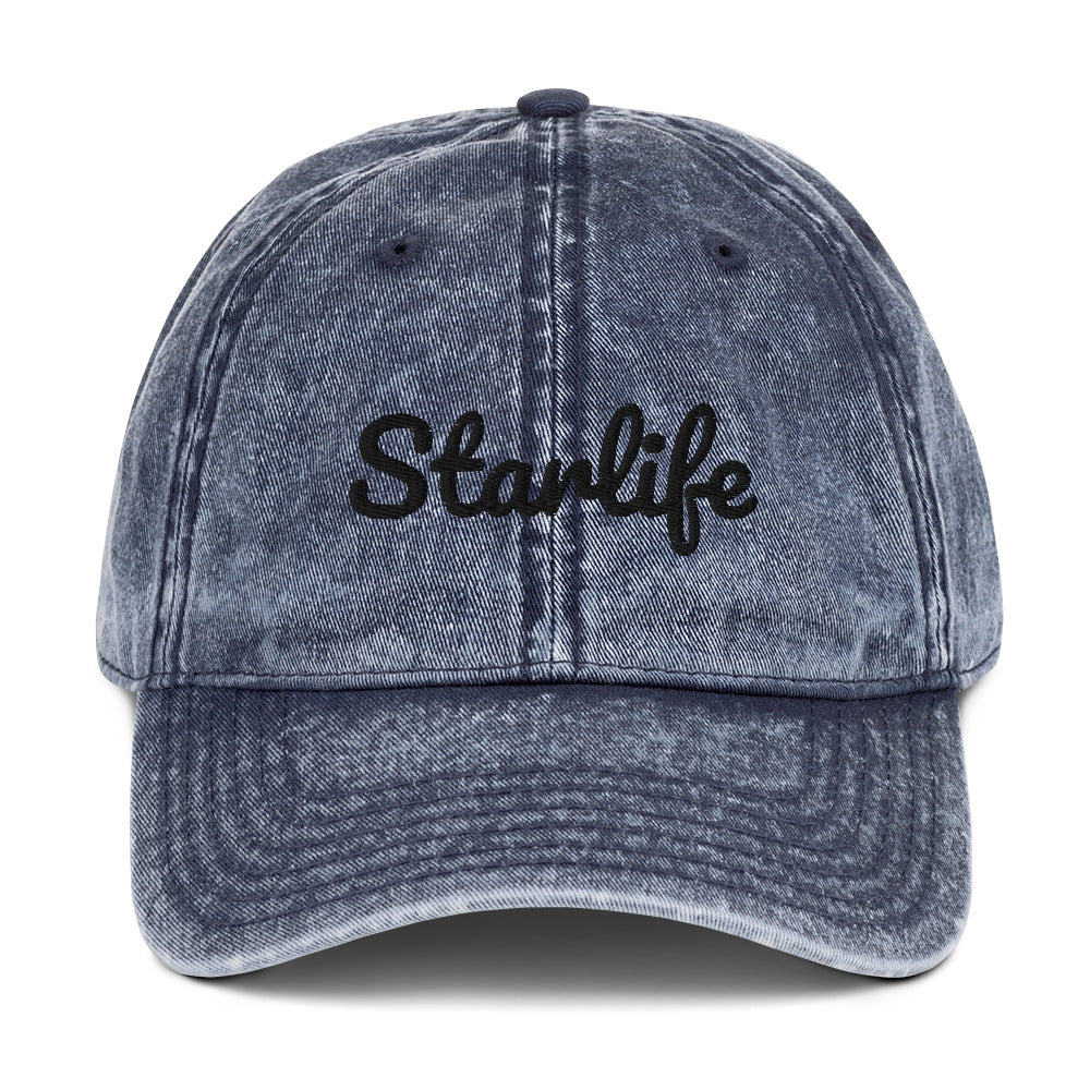 Vintage Washed Adjustable Hat (Blue)